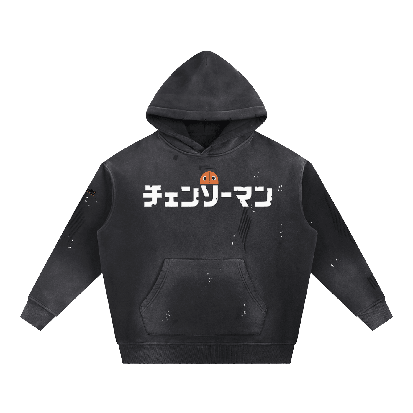 Chainsaw Man Washed Frayed Fleece Hoodie - Wony store